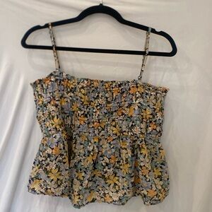 Floral patterned cropped tank top, size large American Eagle